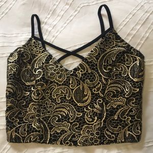 NWT Black and gold crop top